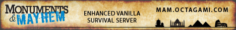 Monuments & Mayhem Minecraft server banner